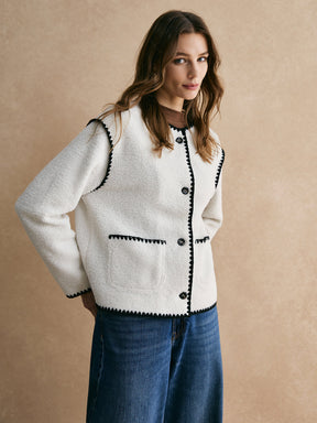 Contrast Trim Bouclé Jacket