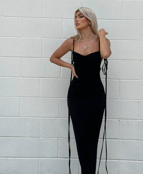 Black Backless Maxi Dress