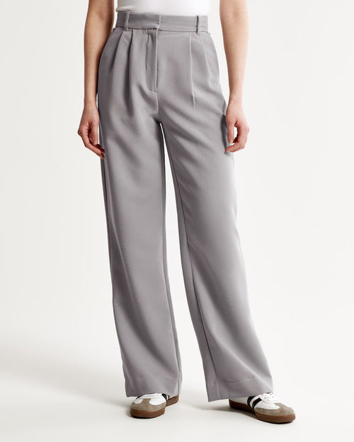 Stone Wide-Leg Tailored Pants