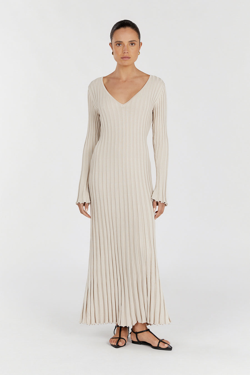 V-Neck Knit Maxi Dress