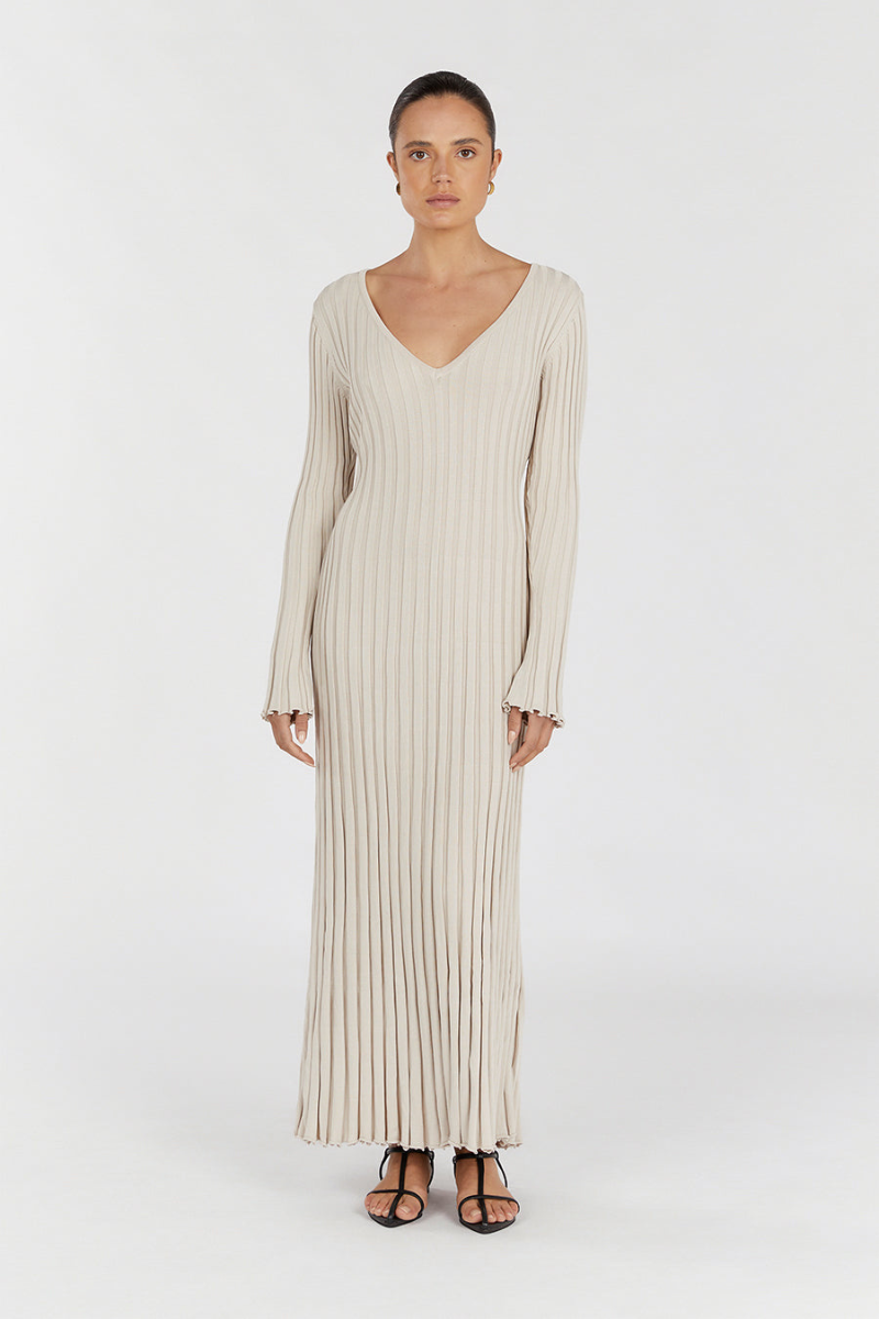 V-Neck Knit Maxi Dress