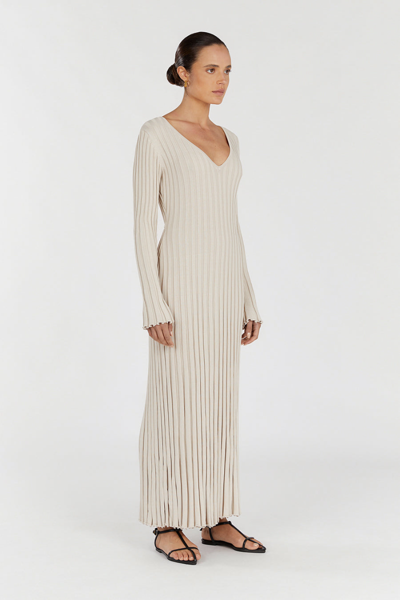 V-Neck Knit Maxi Dress