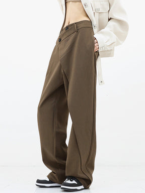 Layered Button Wide-Leg Pants