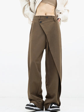 Layered Button Wide-Leg Pants