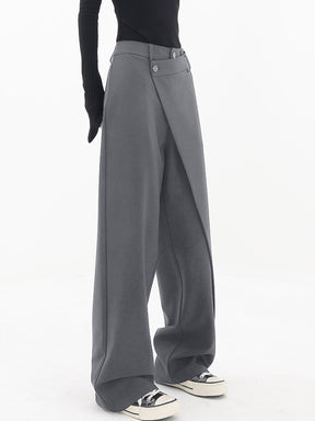 Layered Button Wide-Leg Pants