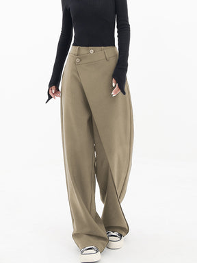 Layered Button Wide-Leg Pants