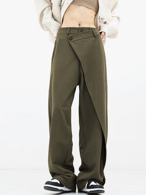 Layered Button Wide-Leg Pants